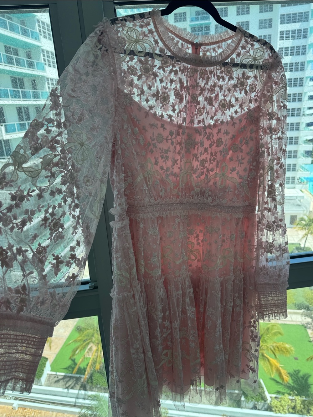 Needle & Thread Blush Pink Floral Lace Midi Dress